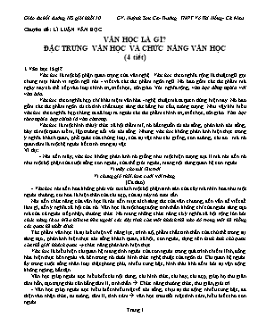 Giáo án Bồi dưỡng học sinh giỏi Ngữ văn lớp 10 - Chuyên đề Lý Luận văn học - Huỳnh Sơn Ca